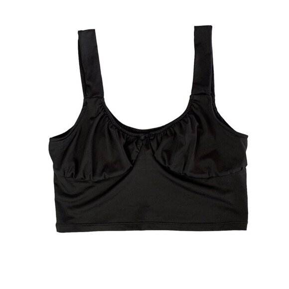 Divided H&M Black Ruched Crop Tank Top Soft Stretchy Y2K Style M - Picture 1 of 5